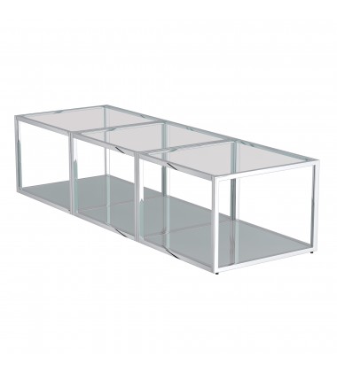  Worldwide -CASINI-3PC COFFEE TABLE SMALL-SILVER - (303-632CH_S)