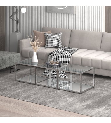  Worldwide -CASINI-3PC COFFEE TABLE SMALL-SILVER - (303-632CH_S)