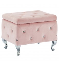 Worldwide -MONIQUE-SM STORAGE OTTOMAN-BLUSH VELVET - (402-130SM-BSH)