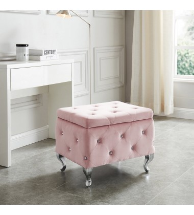  Worldwide -MONIQUE-SM STORAGE OTTOMAN-BLUSH VELVET - (402-130SM-BSH)