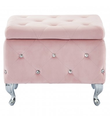  Worldwide -MONIQUE-SM STORAGE OTTOMAN-BLUSH VELVET - (402-130SM-BSH)