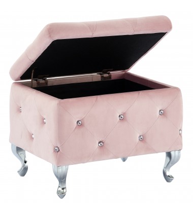 Worldwide -MONIQUE-SM STORAGE OTTOMAN-BLUSH VELVET - (402-130SM-BSH)