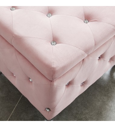  Worldwide -MONIQUE-SM STORAGE OTTOMAN-BLUSH VELVET - (402-130SM-BSH)