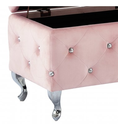  Worldwide -MONIQUE-SM STORAGE OTTOMAN-BLUSH VELVET - (402-130SM-BSH)