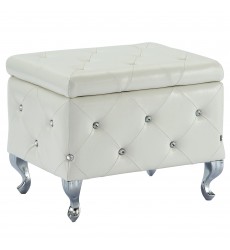  Worldwide -MONIQUE-SM STORAGE OTTOMAN-WHITE PU - (402-130SM-WT)