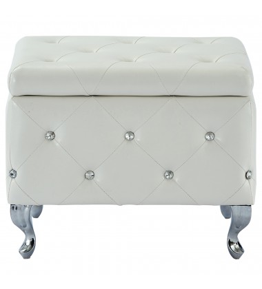  Worldwide -MONIQUE-SM STORAGE OTTOMAN-WHITE PU - (402-130SM-WT)