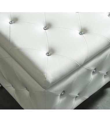  Worldwide -MONIQUE-SM STORAGE OTTOMAN-WHITE PU - (402-130SM-WT)