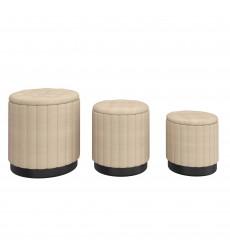  Worldwide -LEXI-3PC STORAGE OTTOMAN SET-BEIGE_BLACK - (402-173BG_BK)