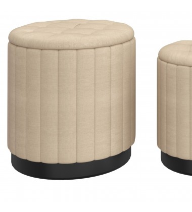  Worldwide -LEXI-3PC STORAGE OTTOMAN SET-BEIGE_BLACK - (402-173BG_BK)