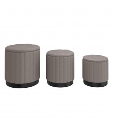 Worldwide -LEXI-3PC STORAGE OTTOMAN SET-WARM GREY_BLACK - (402-173GY_BK)