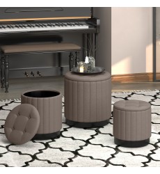  Worldwide -LEXI-3PC STORAGE OTTOMAN SET-WARM GREY_BLACK - (402-173GY_BK)