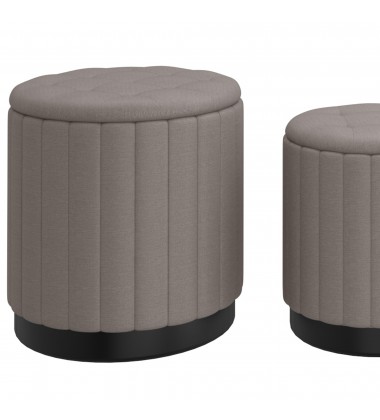  Worldwide -LEXI-3PC STORAGE OTTOMAN SET-WARM GREY_BLACK - (402-173GY_BK)