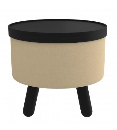  Worldwide -BETSY-STORAGE OTTOMAN-BEIGE_BLACK - (402-376BG_BK)