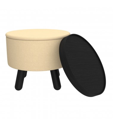  Worldwide -BETSY-STORAGE OTTOMAN-BEIGE_BLACK - (402-376BG_BK)