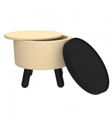  Worldwide -BETSY-STORAGE OTTOMAN-BEIGE_BLACK - (402-376BG_BK)