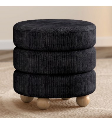  Worldwide-ROUND OTTOMAN-(402-523BLK)