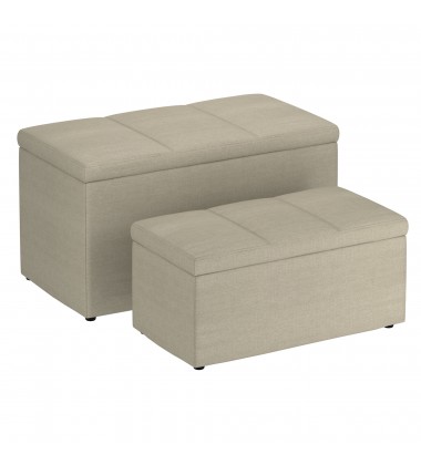  Worldwide -LEVI-2PC STORAGE OTTOMAN SET-BEIGE - (402-611BG)