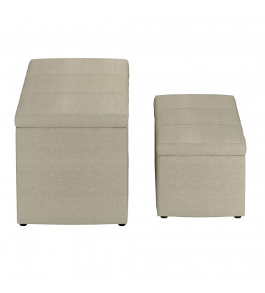  Worldwide -LEVI-2PC STORAGE OTTOMAN SET-BEIGE - (402-611BG)