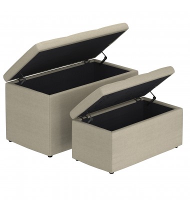  Worldwide -LEVI-2PC STORAGE OTTOMAN SET-BEIGE - (402-611BG)