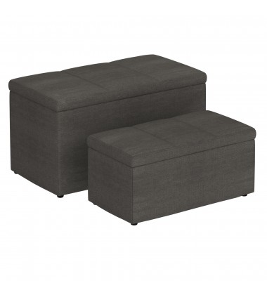  Worldwide -LEVI-2PC STORAGE OTTOMAN SET-CHARCOAL - (402-611CH)