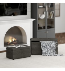  Worldwide -LEVI-2PC STORAGE OTTOMAN SET-CHARCOAL - (402-611CH)