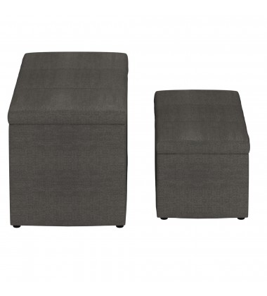  Worldwide -LEVI-2PC STORAGE OTTOMAN SET-CHARCOAL - (402-611CH)