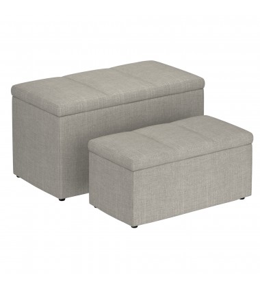  Worldwide -LEVI-2PC STORAGE OTTOMAN SET-LIGHT GREY - (402-611LG)
