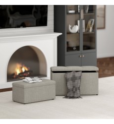  Worldwide -LEVI-2PC STORAGE OTTOMAN SET-LIGHT GREY - (402-611LG)