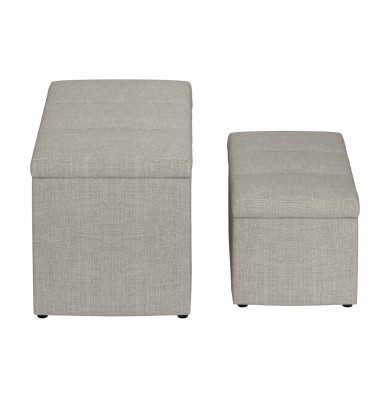  Worldwide -LEVI-2PC STORAGE OTTOMAN SET-LIGHT GREY - (402-611LG)