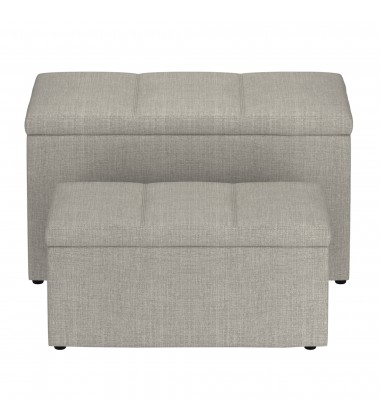  Worldwide -LEVI-2PC STORAGE OTTOMAN SET-LIGHT GREY - (402-611LG)