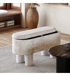  Worldwide-STORAGE OTTOMAN BENCH-(402-642BEG)