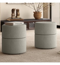  Worldwide -NOVAR-ROUND OTTOMAN-WARM GREY - (402-670WGY)