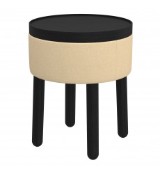  Worldwide -POLLY-STORAGE OTTOMAN-BEIGE_BLACK - (402-687BG_BK)