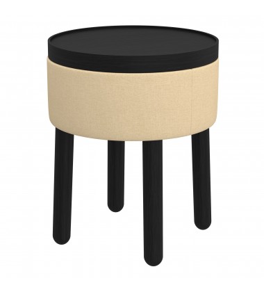  Worldwide -POLLY-STORAGE OTTOMAN-BEIGE_BLACK - (402-687BG_BK)