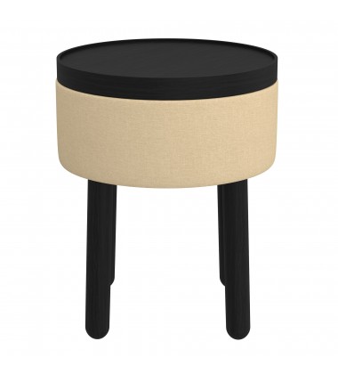  Worldwide -POLLY-STORAGE OTTOMAN-BEIGE_BLACK - (402-687BG_BK)