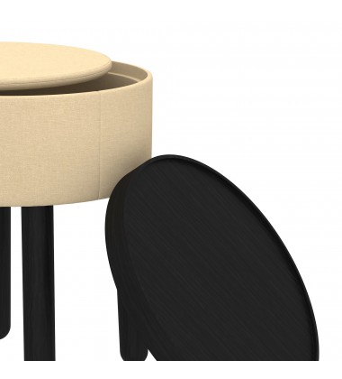  Worldwide -POLLY-STORAGE OTTOMAN-BEIGE_BLACK - (402-687BG_BK)
