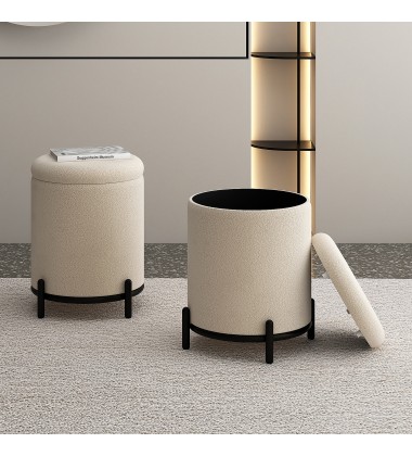  Worldwide -CASTOR-STORAGE OTTOMAN-CREAM - (402-883CM)