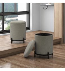  Worldwide -CASTOR-STORAGE OTTOMAN-WARM GREY - (402-883WGY)