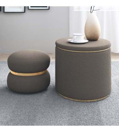  Worldwide -CECILY-2PC OTTOMAN SET-WARM GREY - (402-951WGY)