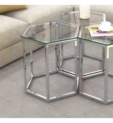  Worldwide -FLEUR-ACCENT TABLE-SILVER - (501-635CH)