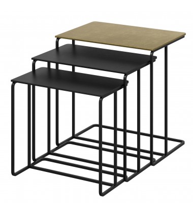  Worldwide -BRISTOL-3PC ACCENT TABLE-ANTIQUE GOLD_BLACK - (501-855GL_BK)