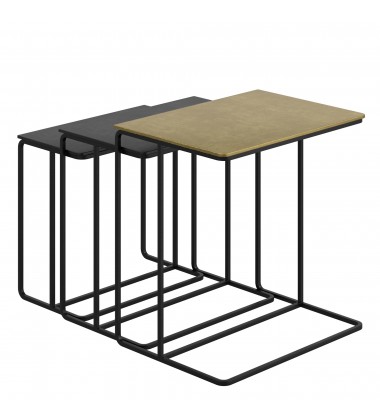  Worldwide -BRISTOL-3PC ACCENT TABLE-ANTIQUE GOLD_BLACK - (501-855GL_BK)