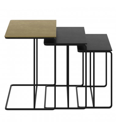  Worldwide -BRISTOL-3PC ACCENT TABLE-ANTIQUE GOLD_BLACK - (501-855GL_BK)