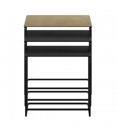  Worldwide -BRISTOL-3PC ACCENT TABLE-ANTIQUE GOLD_BLACK - (501-855GL_BK)