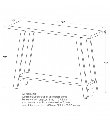  Worldwide -VOLSA-CONSOLE TABLE-WALNUT - (502-118WAL)