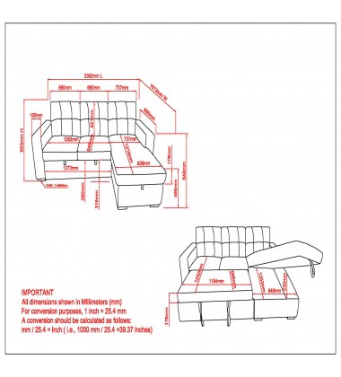  Worldwide -TYSON-R/L/H SECT W/BED+STOR,93.25