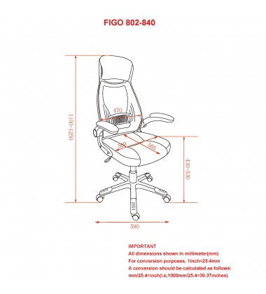  Worldwide -FIGO-OFFICE CHAIR-BLACK - (802-840BK)